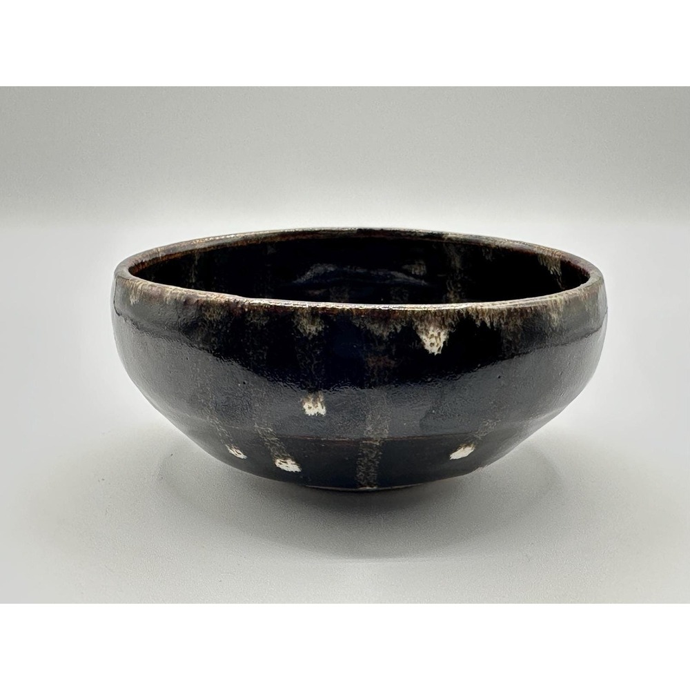 Artist Signed Brown with White Drip Glaze Bowl